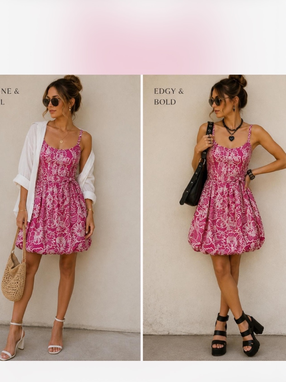 Jessica Simpson Pink Floral Mini Dress with Spaghetti Straps